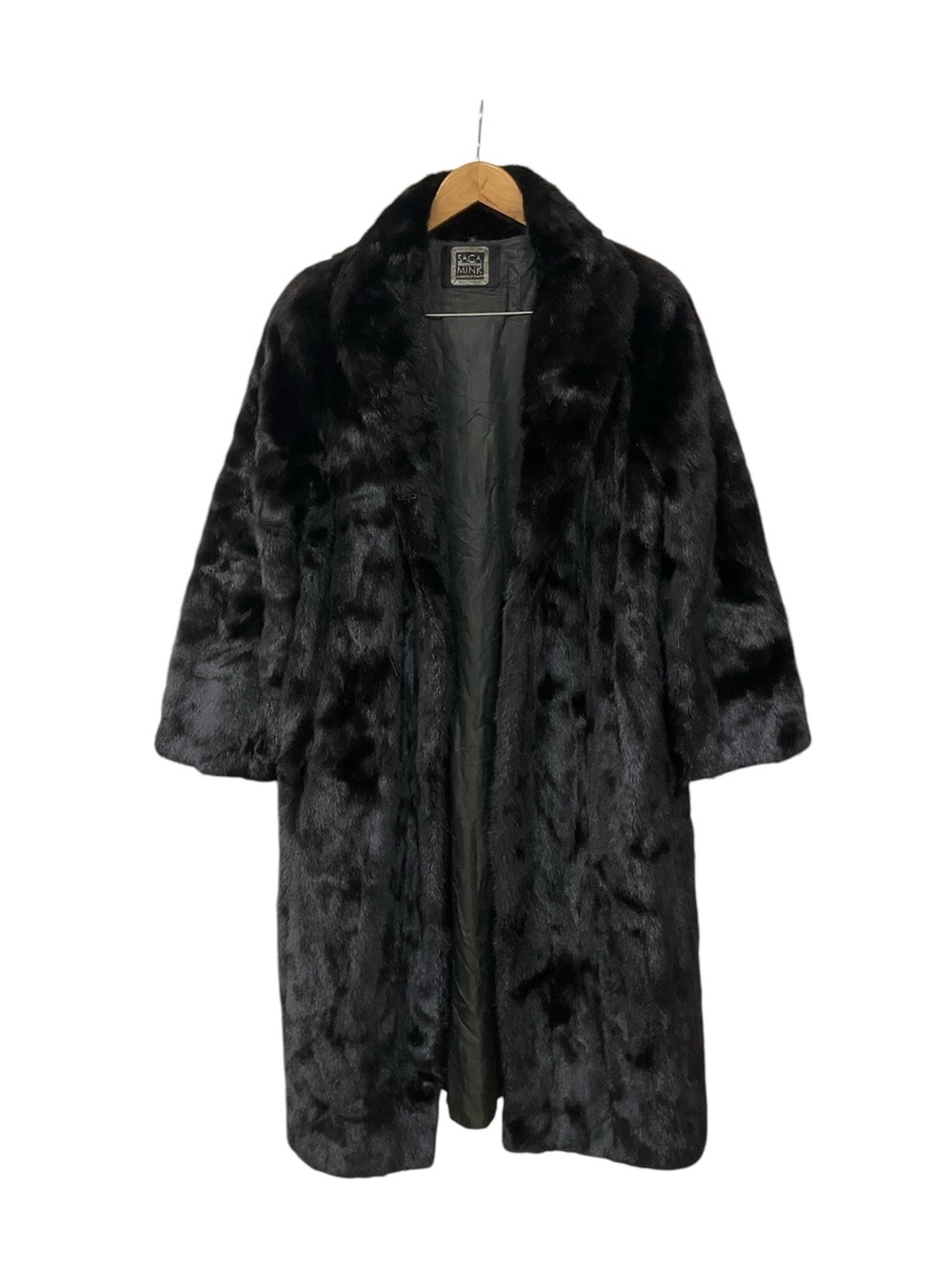 Vintage 80s Saga Mink Black Long Fur Coat